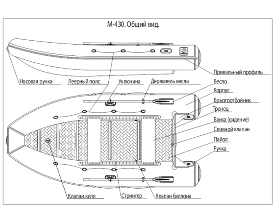 Надувная лодка Фрегат M-430 серая