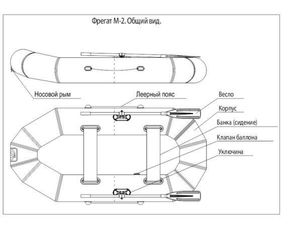 Надувная лодка Фрегат М2 Лайт, серая
