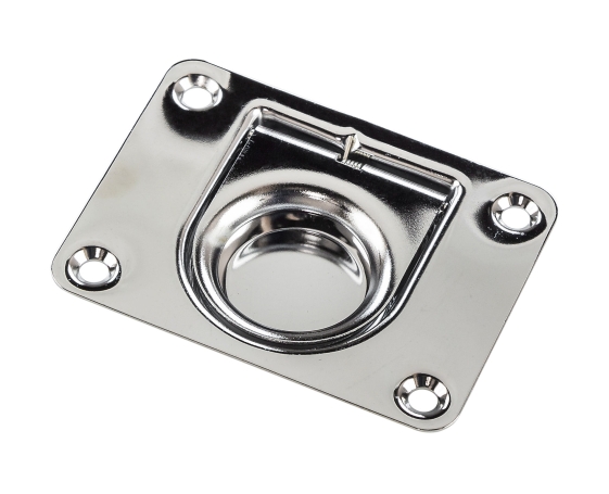 Ручка палубная потайная 76х56х1 мм, нержавеющая, подпружиненная