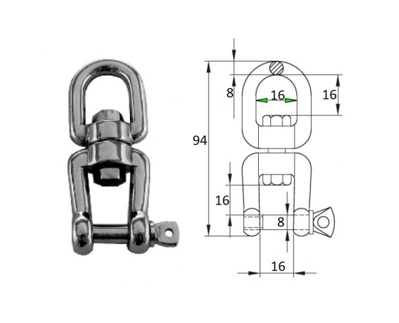 Вертлюг петля-скоба CIM  8мм 2702-0108