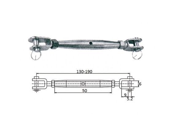 Талреп со стопорн.болт CIM М 5 130-190 мм 3110-0105