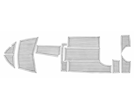 Комплект палубного покрытия Marine Rocket для Феникс 530HT, тик серый, черная полоса, с обкладкой