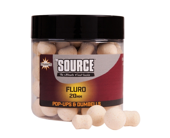 Бойлы плавающие Dynamite Baits 20 мм. The Source White Fluro Pop Ups and dumbells DY057