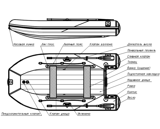 Надувная лодка Фрегат 350 Air (лт, серая)