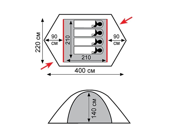 Палатка Tramp Rock 4 (V2) серый
