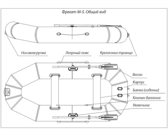 Надувная лодка Фрегат М5 (лт, серая)