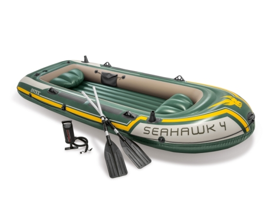 Надувная лодка Intex Seahawk 4 Set (до 400кг) 351х145х48см + весла/насос, 2подушки