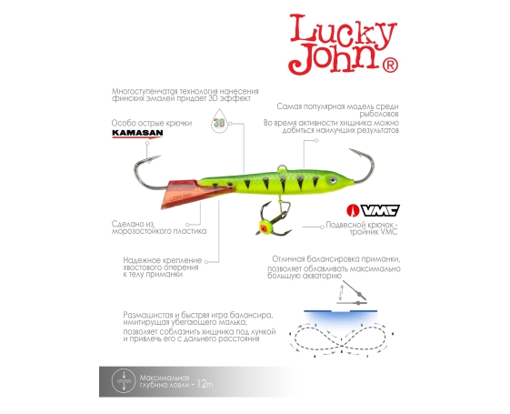 Балансир Lucky John CLASSIC 7 + тр. 70мм/36RT блистер арт.81701-36RT