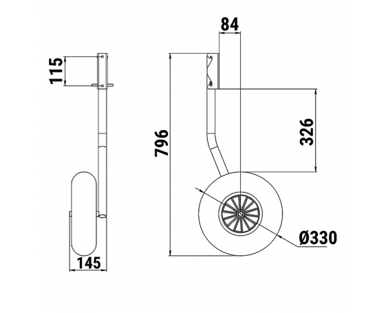 Комплект колес транцевых быстросъёмных Техномарин для НЛ типа "Ротан" усиленные (330 мм)