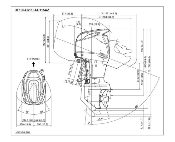 Подвесной лодочный мотор SUZUKI DF 115 AZL 4-х тактный