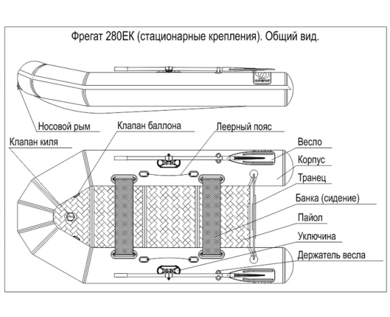 Надувная лодка Фрегат 280 EК л/т серая