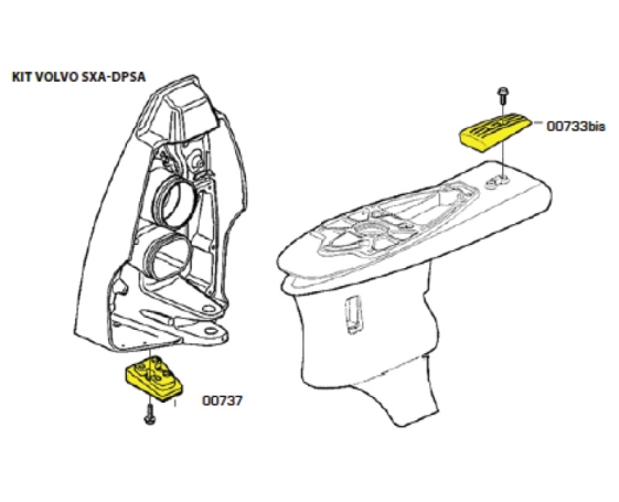 Комплект магниевых анодов TECNOSEAL для Volvo Penta SX-A и DPS-A KITVOLVOSXA/DPSA/MG