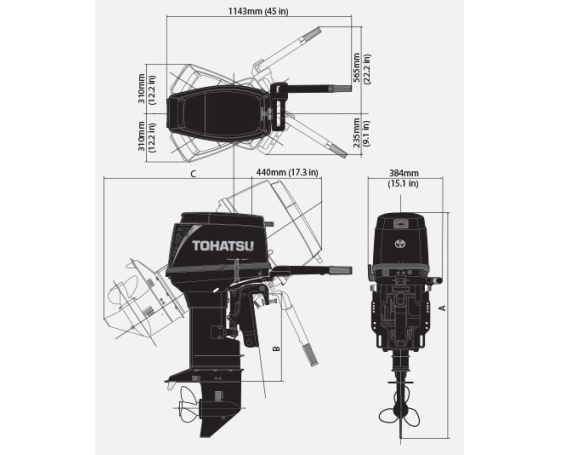 Подвесной лодочный мотор Tohatsu M50D2S