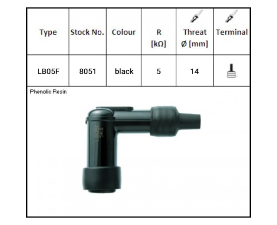 Колпачок свечи зажигания NGK LB05F 8051