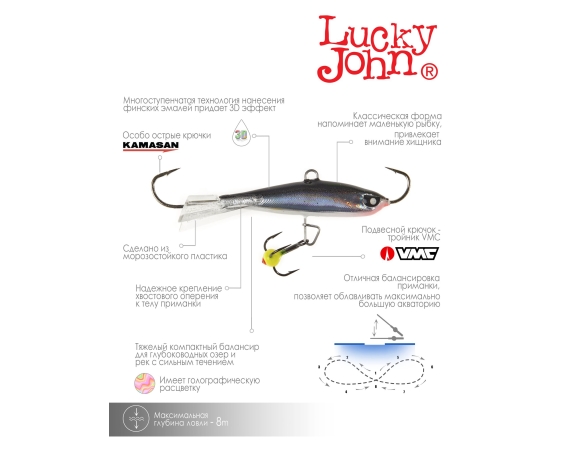 Балансир Lucky John NORDIC 4 + тр. 40мм/13H блистер арт.51401-13H