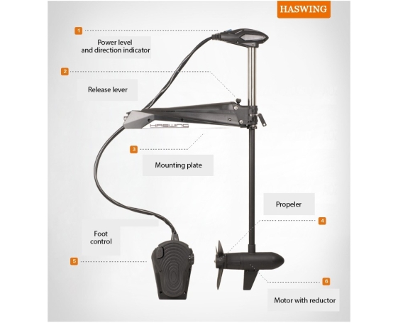 Электрический лодочный мотор Haswing Cayman PRO 80 lbs 310138