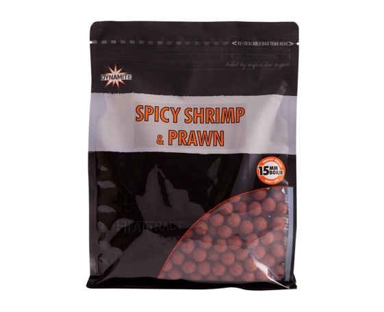 Бойлы тонущие Dynamite Baits 15 мм. Spicy Shrimp & Prawn 1 кг. DY970
