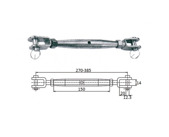 Талреп со стопорн.болт CIM М12 270-385 мм 3110-0112