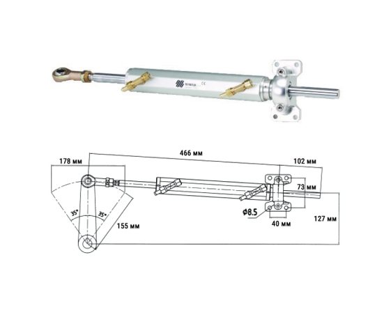 Гидроцилиндр ULTRAFLEX алюминиевый, 116 куб.см UC116-1