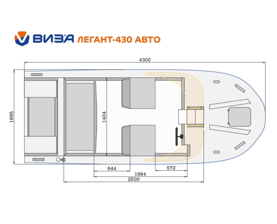 Корпусная лодка Виза-Яхт ВИЗА Легант-430 Авто Нестандартный цвет