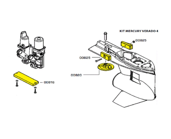 Комплект магниевых анодов TECNOSEAL для Mercury Verado (4 цил.) KITVERADO4MG