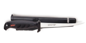 Филейный нож Rapala Jigging Shad RAP (лезвие 15 см, нескольз. рук., чехол с точилом) BP136SH