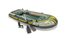 Надувная лодка Intex Seahawk 4 Set (до 400кг) 351х145х48см + весла/насос, 2подушки