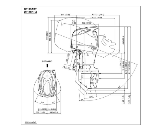 Подвесной лодочный мотор Suzuki (Сузуки) DF140 ATX