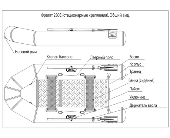 Надувная лодка Фрегат 280 E Лайт, зеленая