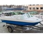 Корпусная лодка Виза-Яхт ВИЗА Легант-430 Авто Белый-Бирюзовый цвет