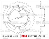 Звезда для мотоцикла ведомая алюминиевая RK Chains A2193-50